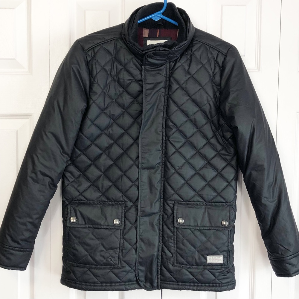Jasper Conran Kids' 12-13 Black Quilted Plaid Puffer Zip Jacket